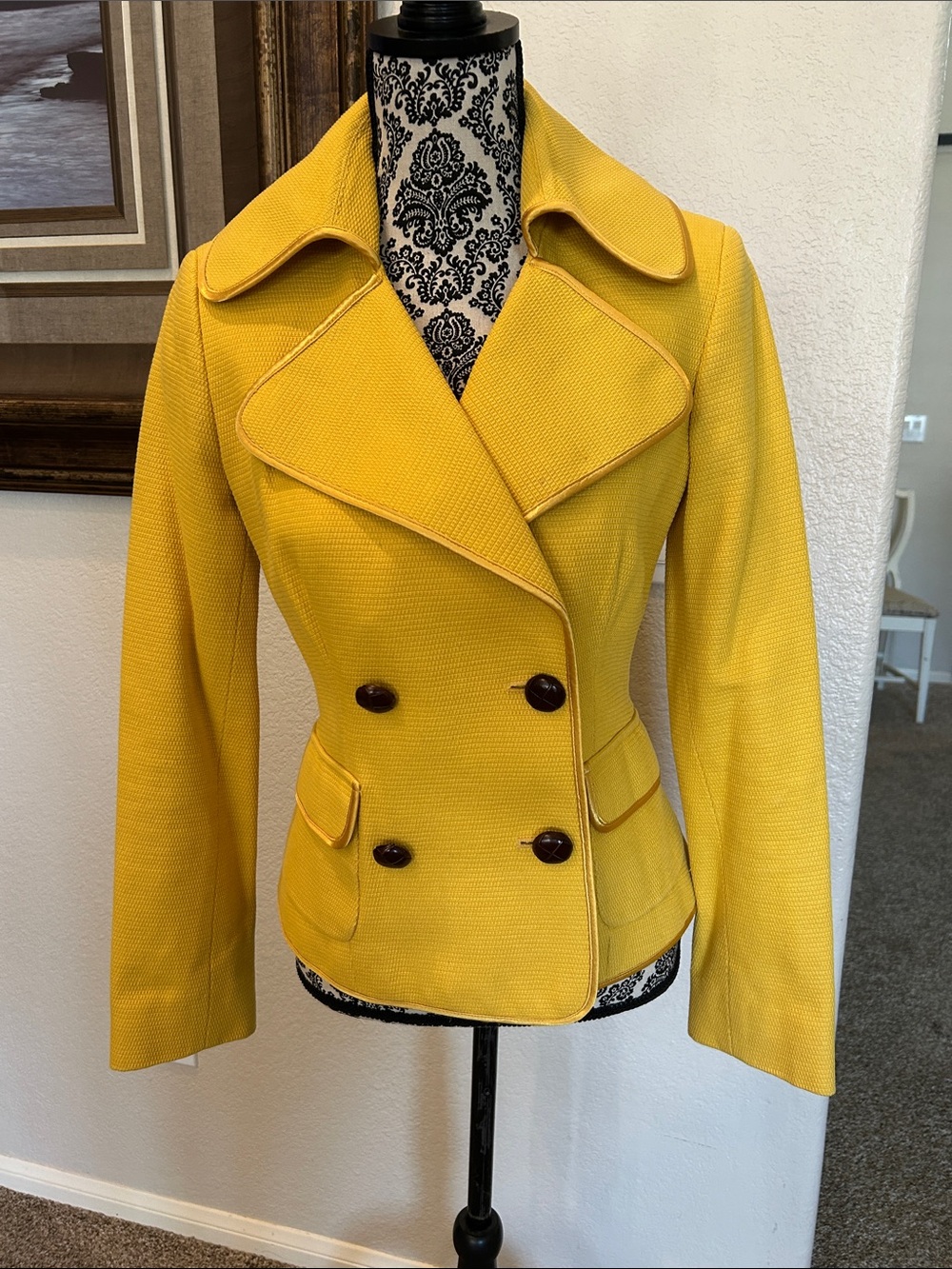 Etcetera Women's Double-Breasted Yellow Jacket